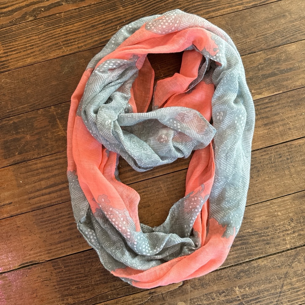 Elegant Coral and Gray Scarf